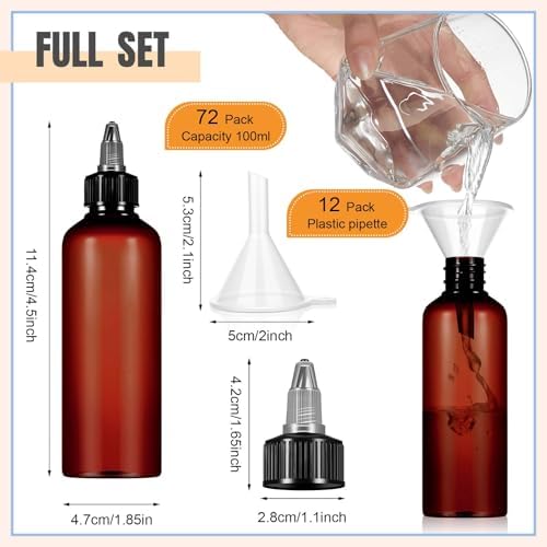 Barydat 12 Pcs 3.4 oz Squeeze Applicator Bottles for Hair Oiling, Amber