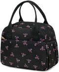 CAMTOP Lunch Box for Women Men Insulated Lunch Bag Lunch Tote Bag Leakproof Thermal Cooler Large Capacity for Travel Work School Picnic (Black Pink Bow)