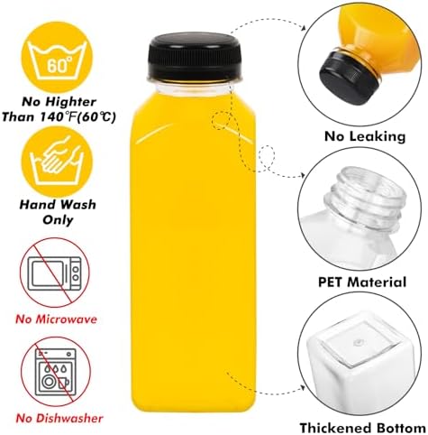 BAKHUK 708pcs 12oz Empty Plastic Juice Bottles with Caps, Sticker Labels