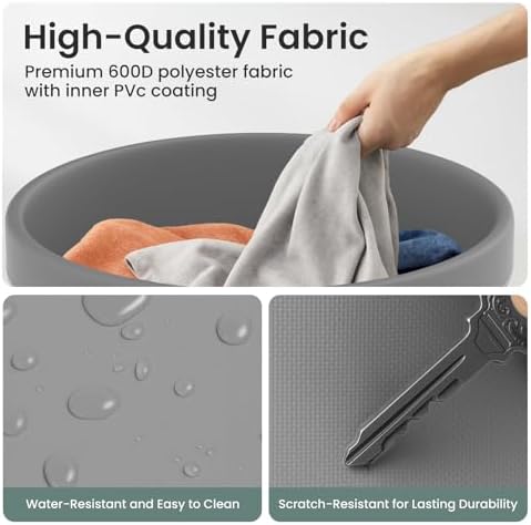 Aduanbang 170L Laundry Basket with Wheels, Rolling Hamper with Removable Bag & Steel Frame, Round Laundry Cart with 4 Casters & 2 Brakes, Ideal for Bedroom, Bathroom & Laundry Room