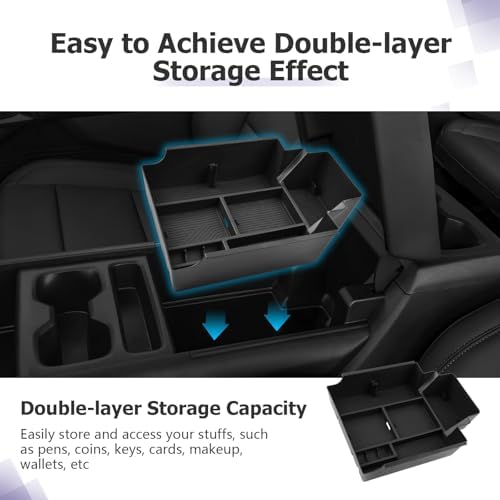 LUWU Center Console Organizer Compatible with 2024 2025 2026 Silverado EV & GMC Sierra EV Armrest Storage Box Armrest Console Organizer Tray Silverado EV/GMC Sierra EV 2026 2025 Accessories (Upper)