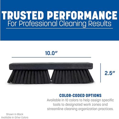 SPARTA Plastic Floor Scrub Brush, Brush Head Only, Deck Brush with ACME Standard Thread Fitting for Deck, Industrial Kitchens, and Hospitals, 10 Inches, White, (Pack of 6)