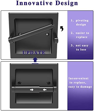 Black Recessed Toilet Paper Holder Wall Mount Stainless Steel 2Pack