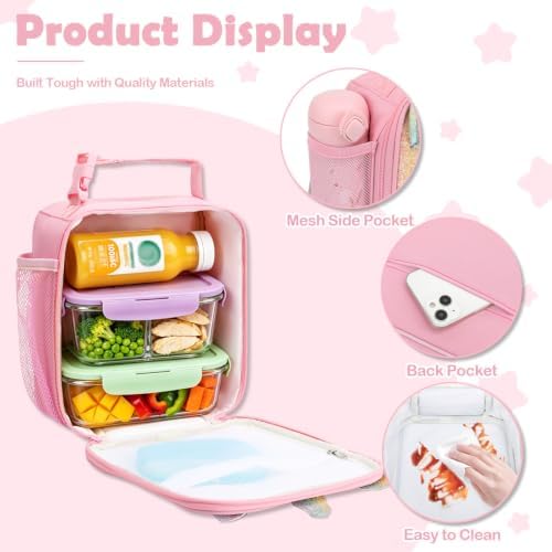 FlowFly Kids Lunch box Insulated Soft Bag Mini Cooler Back to School Thermal Meal Tote Kit for Girls, Boys, Smile