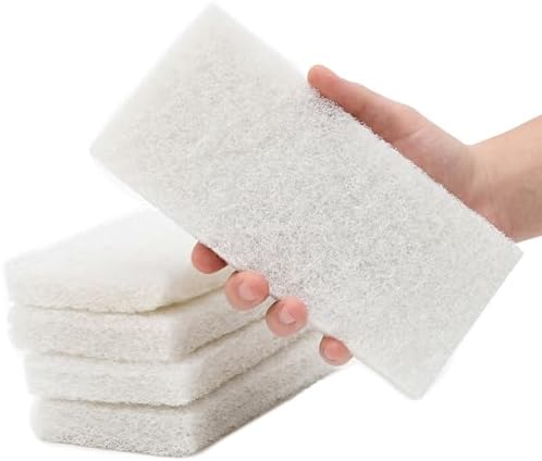 KLEEN HANDLER Light Duty Cleaning Scrub Pad, White, Pack 5, 10 x 4.6 in