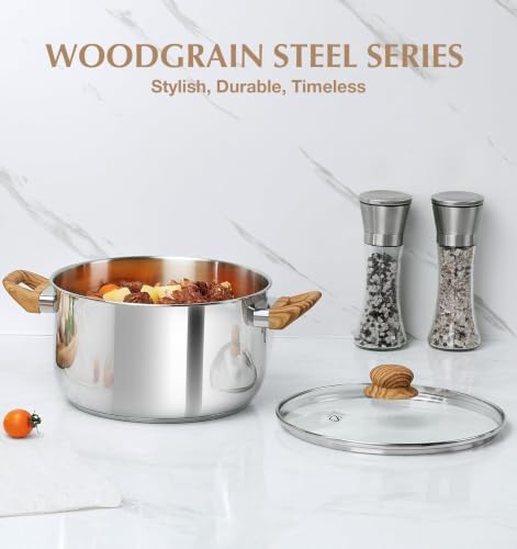 KOCH SYSTEME CS Stainless Steel Stock Pot with Lid, 6 Quart 18/10 Food Grade Soup Pot, Pasta Pot, Tri-Ply Base Cooking Pot for Induction Gas Electric Stoves, Dishwasher Safe Stockpot for Daily Cooking
