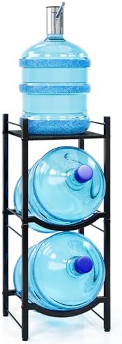 TC-HOMENY 5 Gallon Water Jug Holder, 3-Tier Water Jug Rack for Home Black