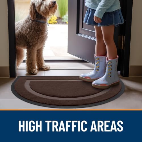 OLANLY Half Circle Front Door Mat Outside 35x23 All-Season Rubber Doormat