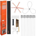 VEVOR Chimney Sweep Kit, 33 ft Maximum Extendable Length Chimney Brush, Chimney Cleaner Sweeper with Dual Brush Heads, Brush & Goggles, Fireplace Cleaning Tool for Square, Rectangle, Arch Chimneys