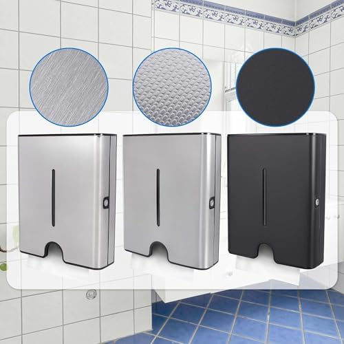 Goetland Commercial Paper Towel Dispenser Holder with Wall Mount Lockable Side Opening Large Capacity 450 C 300 Z Fold Stainless Steel Cover ABS Body