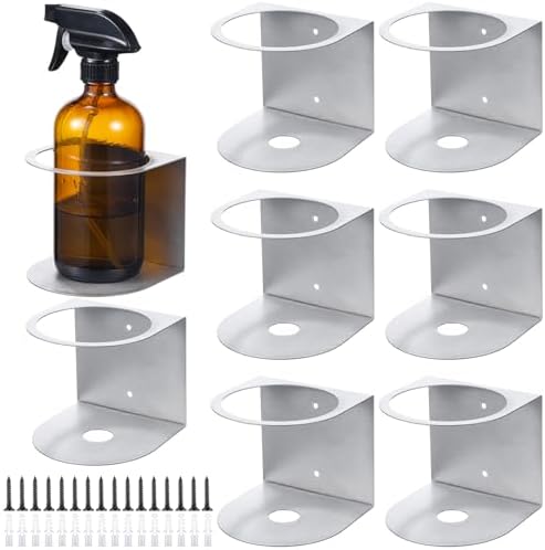 Gerrii 8 Pcs 2 Pcs Spray Bottle Holder Wall Mount, Stainless Steel, Gray