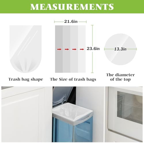 Teivio Clear Trash Bags 6 Gallon 180 Count Kitchen Garbage Bags Unscented