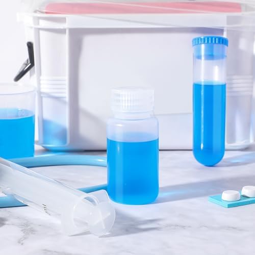 Tatuo 6 Pcs 2 oz 60ml Polypropylene Reagent Bottle Plastic Sample Bottles with Screw Caps Transparent PP Sample Containers with Lid for Liquids, Laboratory, Storage at Home (Clear)