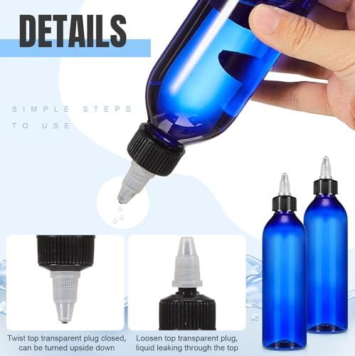 Barydat 12 Pcs 8 oz Squeeze Applicator Bottles for Hair Oiling, Blue