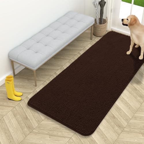 OLANLY Dog Door Mat for Muddy Paws 54x24, Super Absorbent Chenille Mud Mat