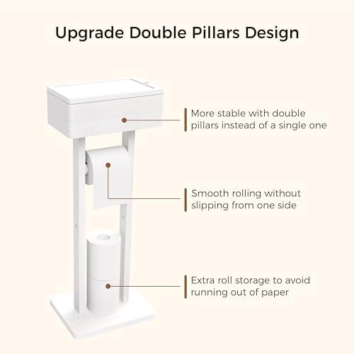 Wealone 4-in-1 White Toilet Paper Holder Stand with Storage Shelf Box