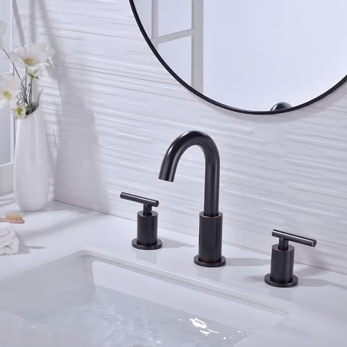 TRUSTMI Bathroom Faucet Oil Rubbed Bronze 8" Widespread, Swivel Spout