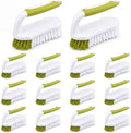 Lallisa 12 Pcs Scrub Brush Bulk for Cleaning with Handle, Yellow, Green