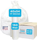 Large Garbage Bag - 55-60 Gallon Capacity, Heavy Duty, High Density, Tear Resistant, Unscented, Extra Strength for Commercial, Industrial, Office, House, Lawn, Events, Bulk Qty 150 Bags
