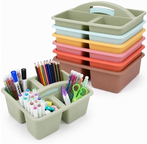 6 Pack 4 Compartment Classroom Caddy with Handle, Groovy