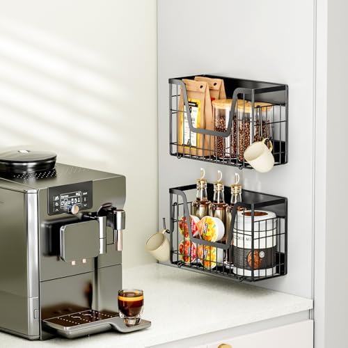 Magnetic Shelf for Fridge, Fruit Basket Magnet Shelves with 2 Hooks
