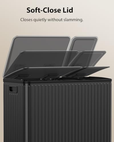 Dual Trash and Recycling Bins for Kitchen, 13+6 Gal Dual Trash Can, Black