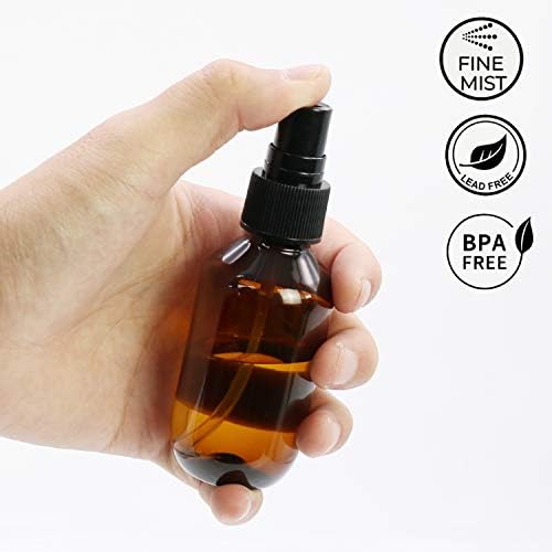 SYNTECSO 2oz Amber Plastic Spray Bottles, Fine Mist Water Bottle, 96 Pack