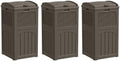 Greesum 33 Gallon Outdoor Trash Can with Lid, 3 Pack, Dark Brown