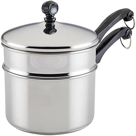 Farberware Classic Series Double Boiler and Saucepan with Lid, 2 Qt