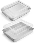E-far Stainless Steel Baking Pan with Lid, 10.4 x 8 x 2 Inch for Cake