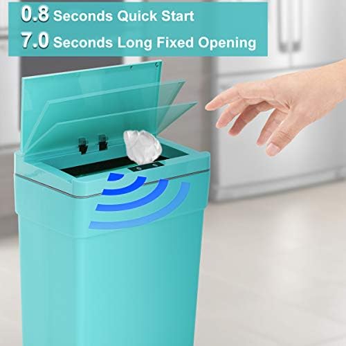 Dkeli Trash Can 13 Gallon Kitchen Trash Can for Bathroom Bedroom Home Office Automatic High-Capacity Plastic Touch Free Garbage Can with Lid Waste Bin 50 Liter, Set of 2(Blue)