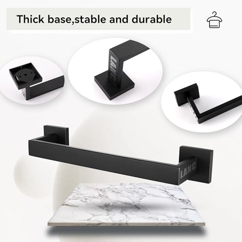 LANC 12-Inche Towel Bars for Bathroom Total Mounted Matte Black Bath Towel Ring Stainless Steel Total-14” Towel Rails for Kitchen Hand Towel Holder Racks Hanger Towel Rods, A8804MB-3P1
