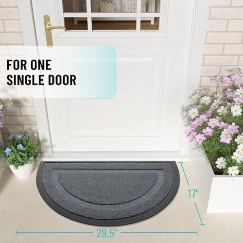OLANLY Half Circle Front Door Mat Outside 29.5x17 All-Season Rubber Doormat