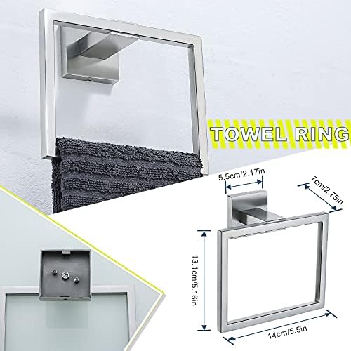 Brushed 4-Piece Bathroom Hardware Set Premium Stainless Steel Bath Towel Bar Sets Wall Mounted Square Bathroom Accessories Kit, 23.6 Inch Brushed Nickel