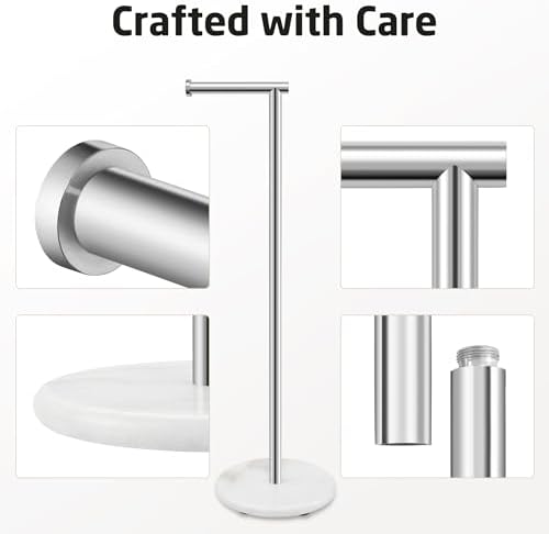 KES Toilet Paper Holder Stand 26" with Natural Marble Base