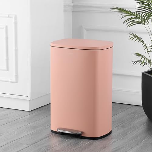 happimess Connor 2-Piece Iron Trash Can, Flamingo Pink