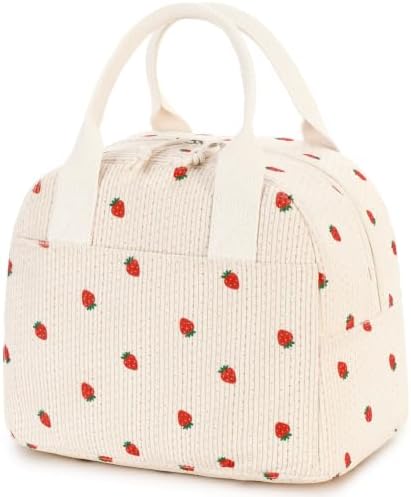LOVELYWIND Lunch Box for Women, Strawberry Print Insulated Lunch Bag