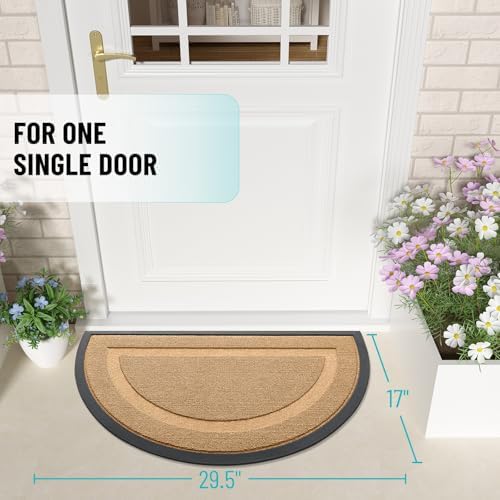 OLANLY Half Circle Front Door Mat Outside 29.5x17 All-Season Rubber Doormat