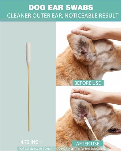 Dog Ear Cleaning Swabs 500 Count, 4.72 Inch Bamboo Cotton Swabs
