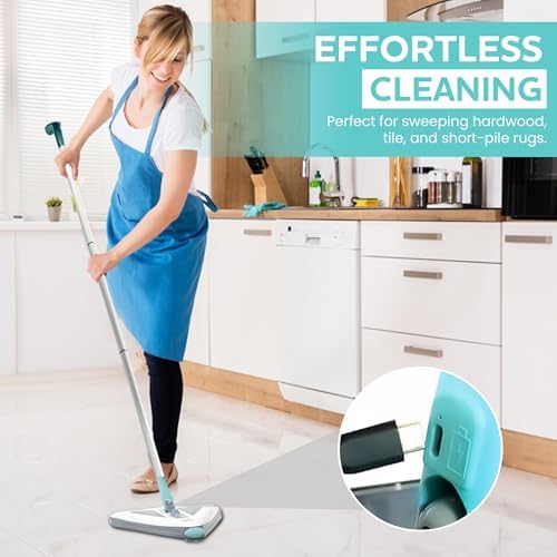 Zippi Sweeper Standard - 2026 New and Improved Lightweight Sweeper, Perfect for Short Carpet Hardwood and Tile, Triangular Design Allows for Sweeping in Corners, 30 Minutes Cleaning Time