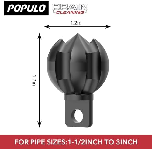 POPULO Root Killer, Drain Snake Attachment, Multi Cutter For 1.5-3'' Pipes