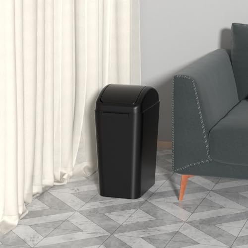 3-Pack 4.5 Gallon Black Plastic Trash Can with Swing Lid, Slim