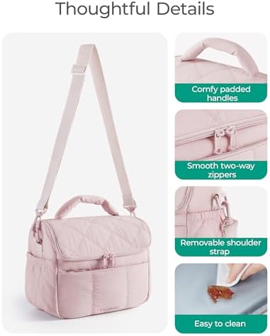 BAGSMART Insulated Lunch Bags for Women, Cute Quilted Lunch Box