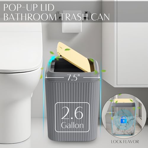 17PCS Bathroom Accessories Set, Gray Bathroom Set Bathroom Accessories Set with Trash Can, Toilet Brush, Toothbrush Holder, Qtip Holder & 3PCS Soap Dispenser