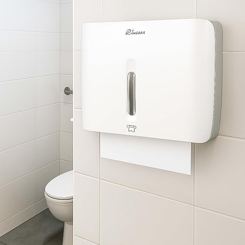 Paper Towel Dispenser Wall Mount Commercial with Lock 1 Pack,Universal Multifold Tri Fold Paper Hand Towels Holder,Compact Toilet Tissue Dispensers for Bathroom Kitchen Office (White)