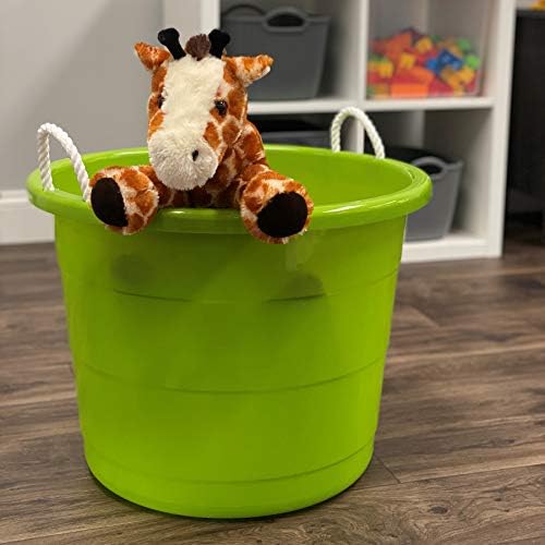 HOMZ Utility Tub, Storage Bucket with Rope Handles, 17 Gal, Green, 2 Pack