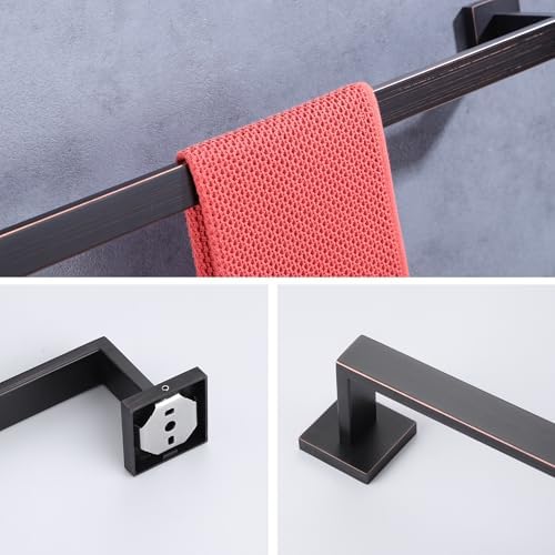 LANC ORB 20-Inch Towel Bar for Bathroom Wall Mounted Heavy Duty Square Towel Rack Oil Rubbed Bronze Towel Hanger Bath Towel Holder Towel Rail Total-22 Towel Rod, A8804ORB-5P1