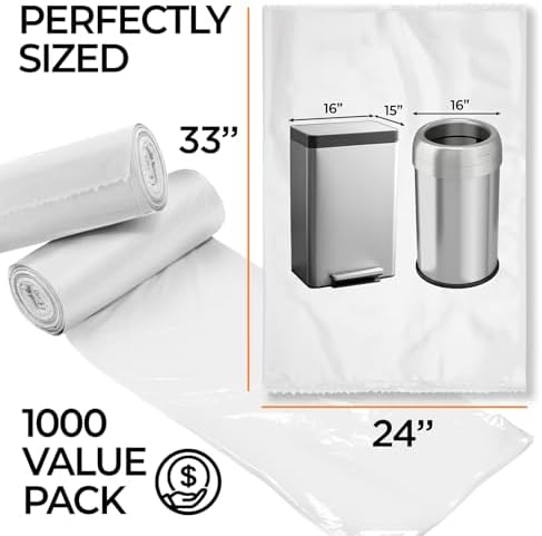 ToughBag 13 Gallon Clear Trash Bags (100 Count) (Clear, 24'x33')