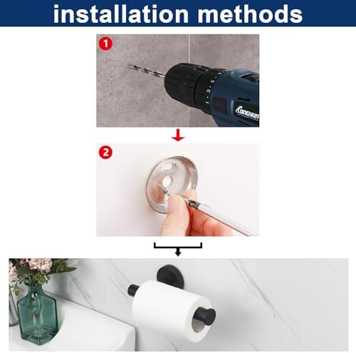 NearMoon Bathroom Toilet Paper Holder, Premium SUS304 Stainless Steel Rustproof Wall Mounted Toilet Roll Holder for Bathroom, Kitchen (2 Pack, Matte Black)