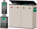 185L Laundry Hamper 4 Section with Lid & Removable Bags